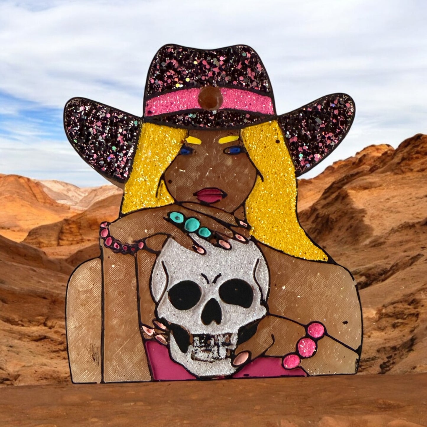 Cowgirl with Skull